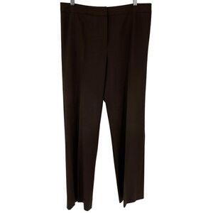 Lafayette 148 New York Straight Wide Leg‎ Pants Stretch Wool Brown Women Size 12